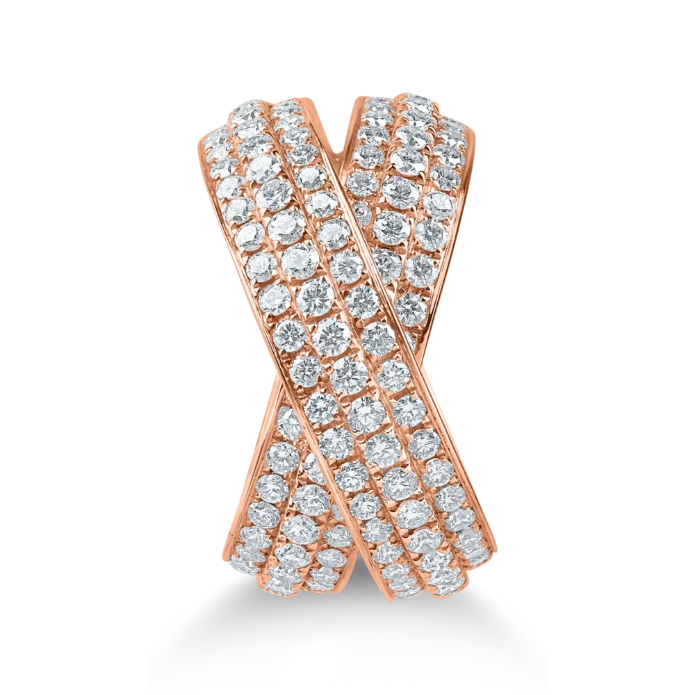 Inel impletit din aur roz cu diamante de 2ct - imagine 2