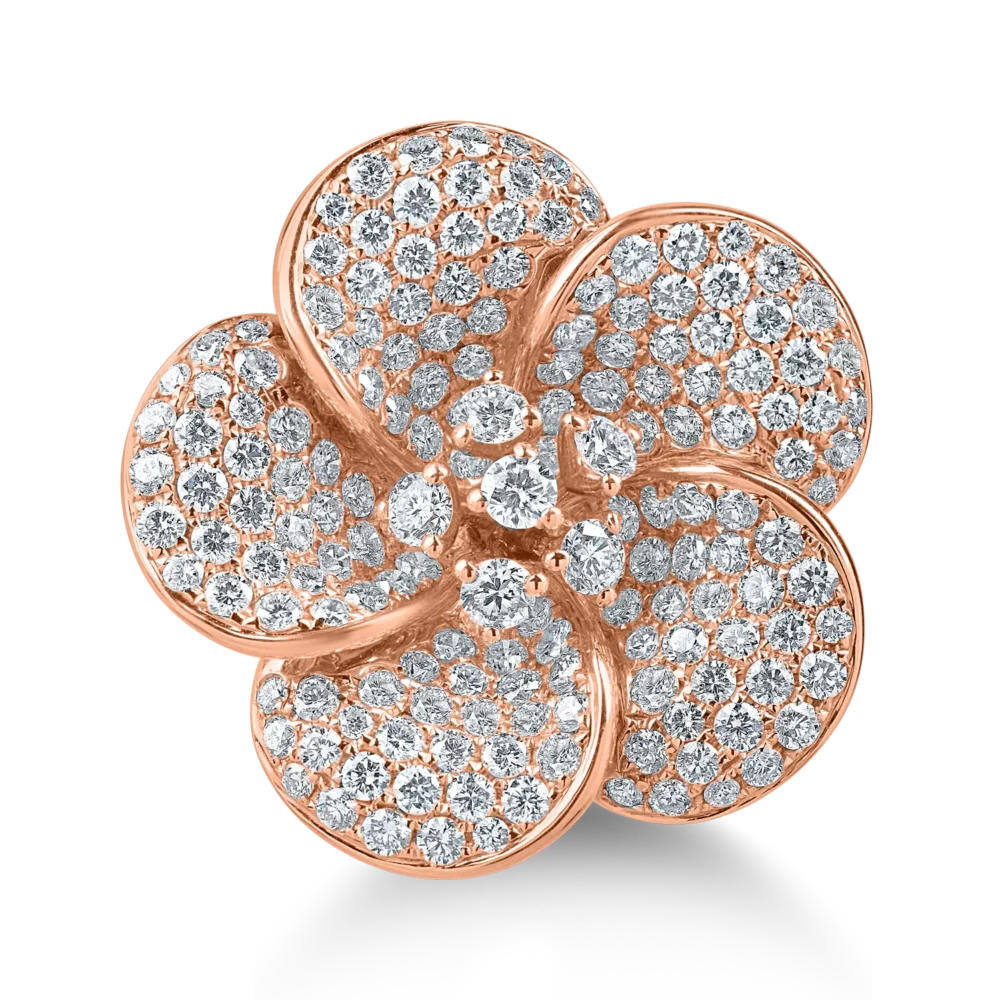 Inel floare din aur roz cu diamante de 3.13ct - imagine 2