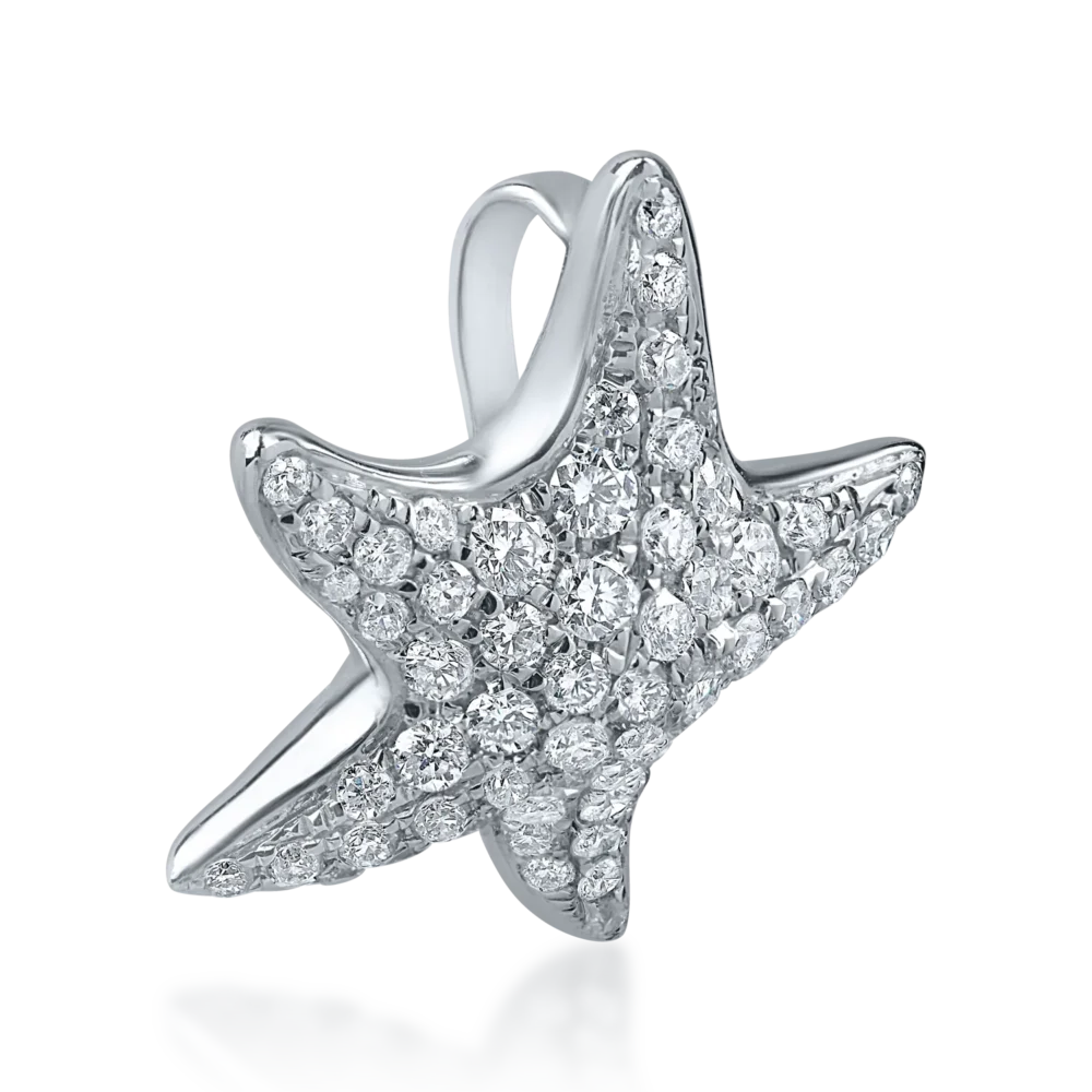 Pandantiv stea de mare din aur alb cu diamante de 0.6ct - imagine 2