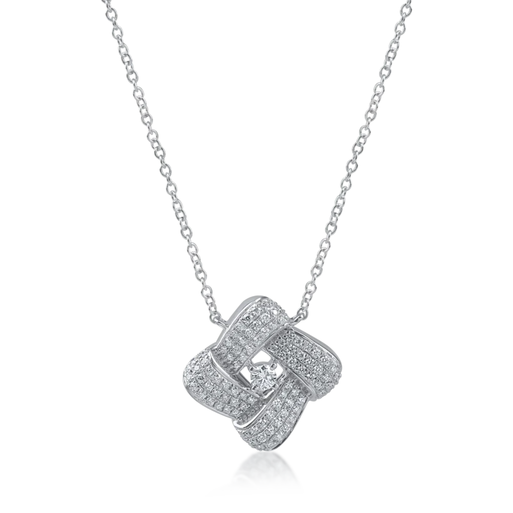 Lant cu pandantiv din aur alb cu diamante de 0.5ct