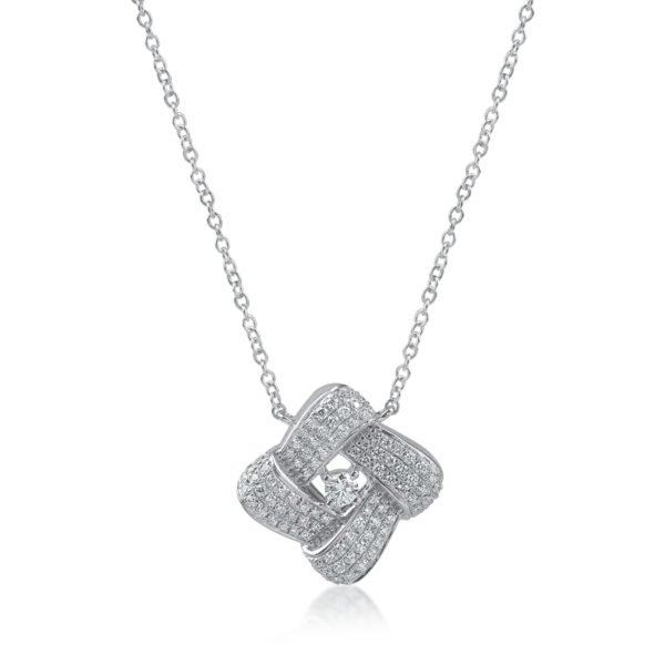 Lant cu pandantiv din aur alb cu diamante de 0.5ct