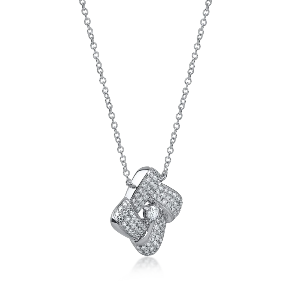 Lant cu pandantiv din aur alb cu diamante de 0.5ct - imagine 2