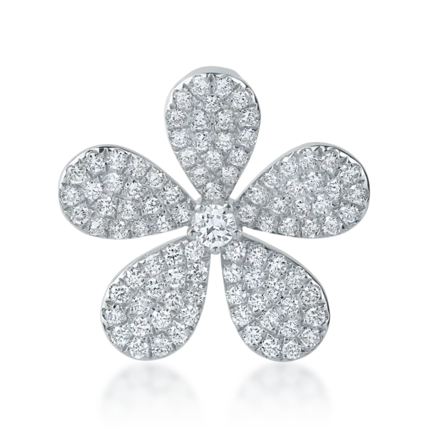 Pandantiv floare din aur alb cu diamante de 0.8ct