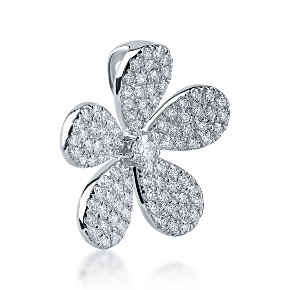 Pandantiv floare din aur alb cu diamante de 0.8ct - imagine 2