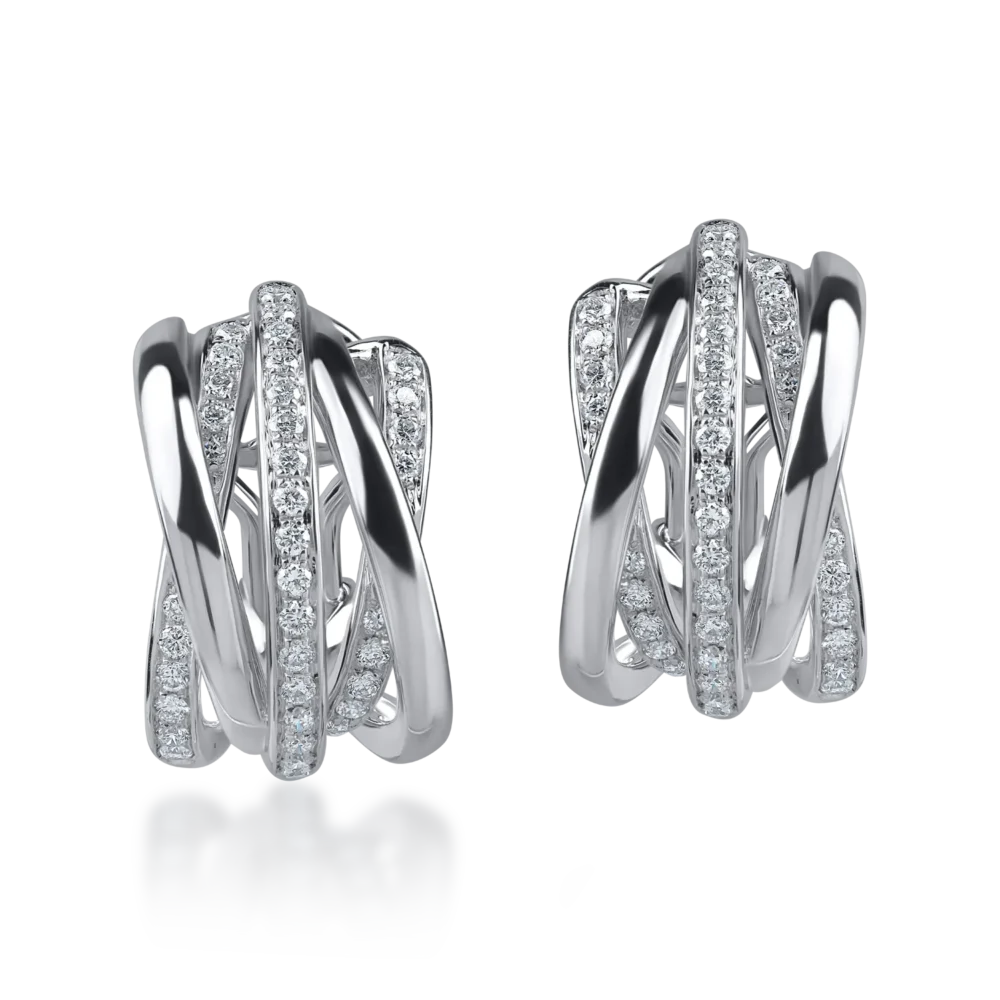 Cercei geometrici din aur alb cu diamante de 0.57ct - imagine 2
