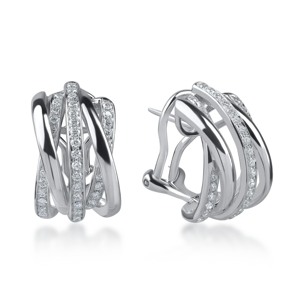 Cercei geometrici din aur alb cu diamante de 0.57ct