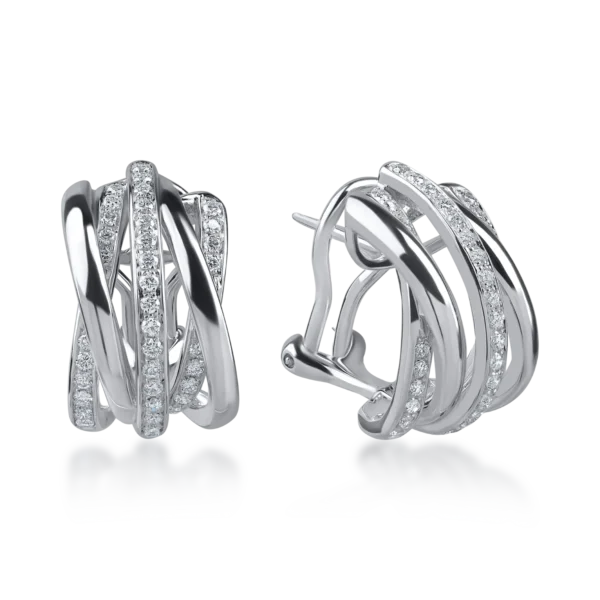 Cercei geometrici din aur alb cu diamante de 0.57ct