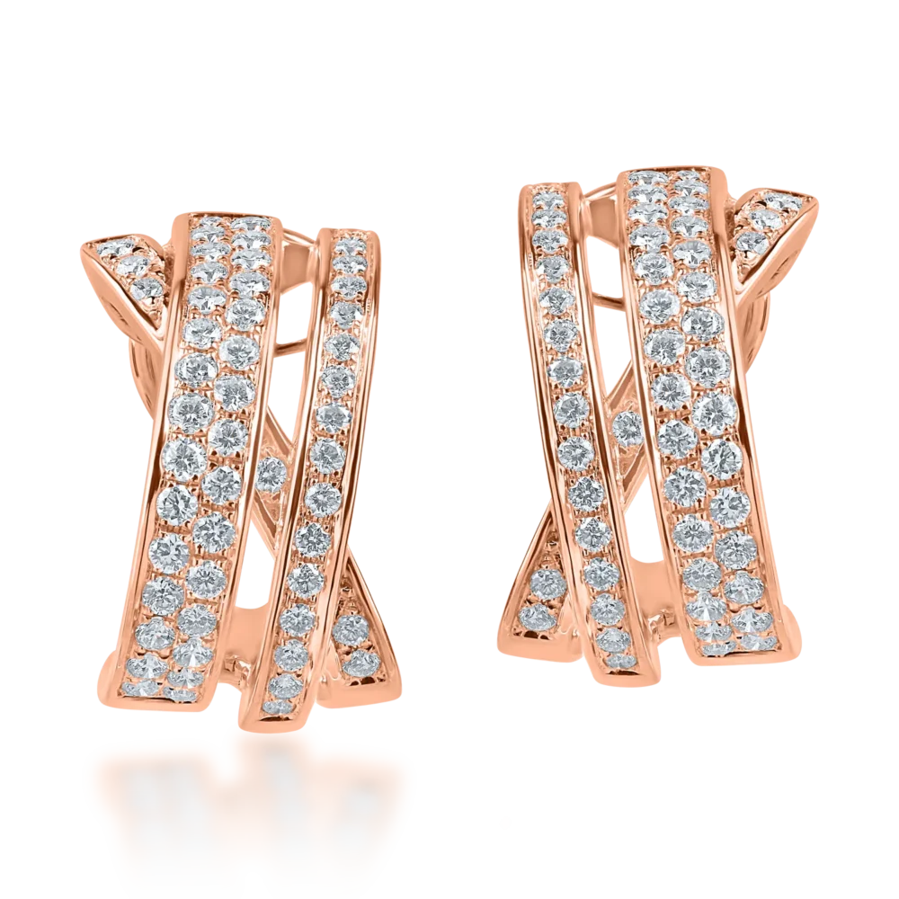 Cercei stilizati din aur roz cu diamante de 0.79ct - imagine 2