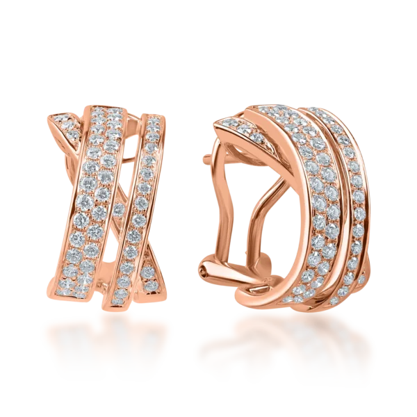 Cercei stilizati din aur roz cu diamante de 0.79ct