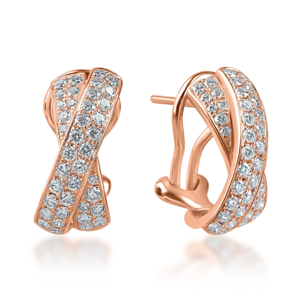 Cercei geometrici din aur roz cu diamante de 1.05ct