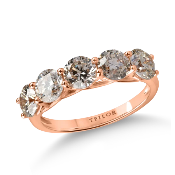 Inel semi eternity din aur roz cu diamante maro de 2.4ct