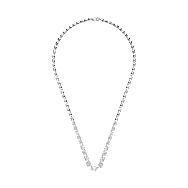 Colier din aur alb cu diamante baguette si rotunde 2.1ct