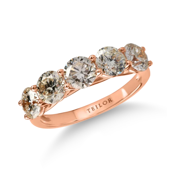 Inel semi eternity din aur roz cu diamante maro de 2.3ct