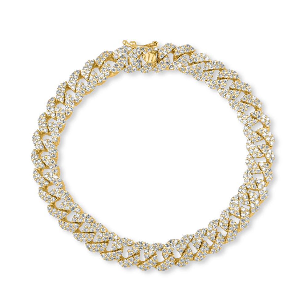 Bratara cuban din aur galben cu diamante de 4ct