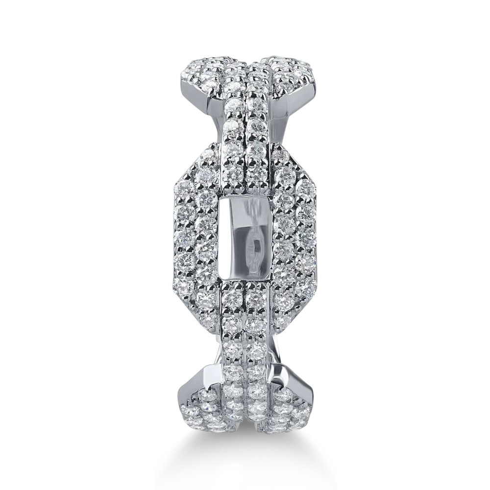 Inel geometric din aur alb cu diamante microsetting de 0.5ct - imagine 2