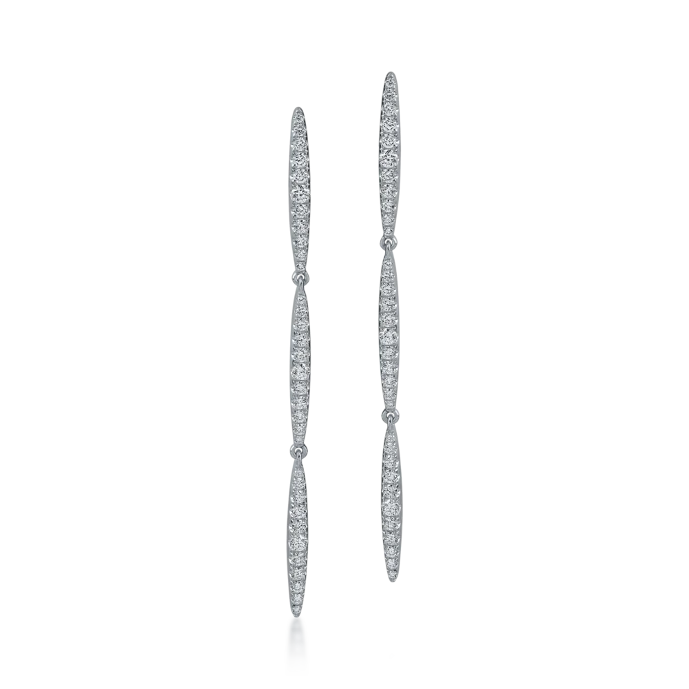 Cercei lungi din aur alb cu diamante de 0.8ct - imagine 2