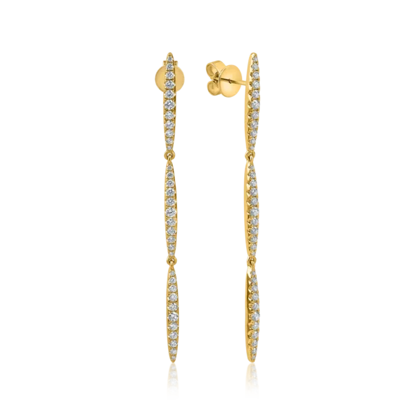 Cercei lungi minimalisti din aur galben cu diamante de 0.8ct