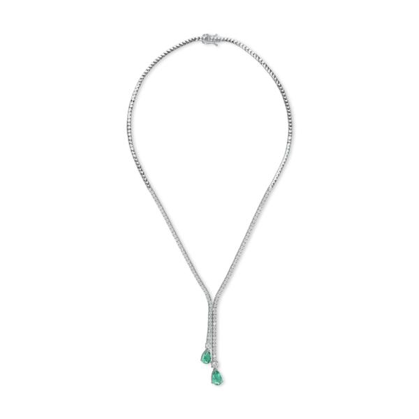 Lant din aur alb cu smaralde de 1.7ct si diamante de 3.2ct