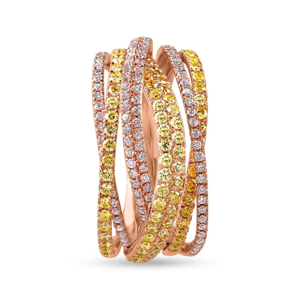 Inel din aur roz cu diamante roz si galbene de 1.15ct - imagine 2