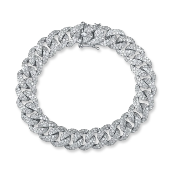 Bratara cuban din aur alb cu diamante de 5ct