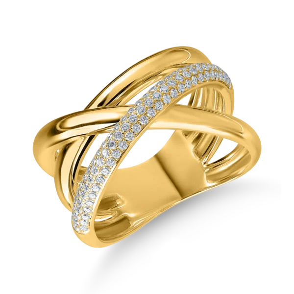 Inel geometric din aur galben cu diamante de 0.3ct