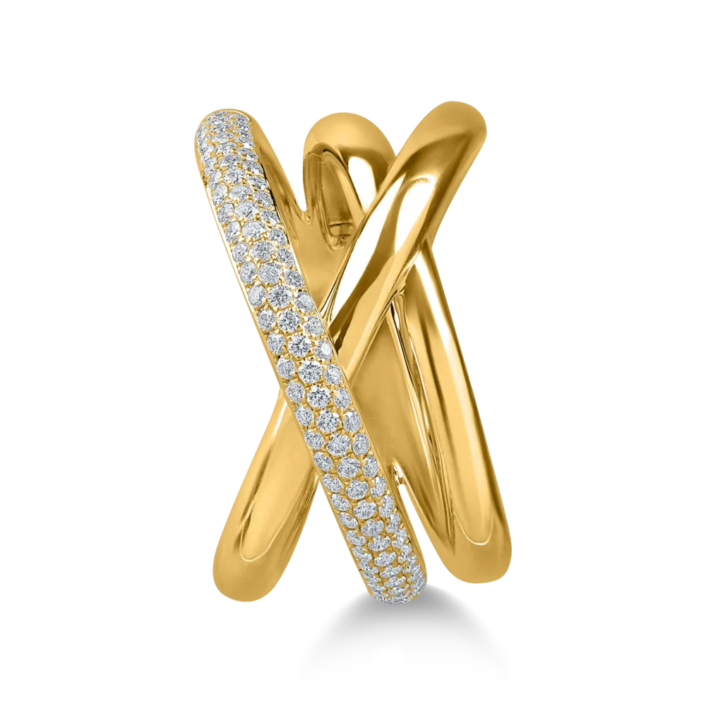 Inel geometric din aur galben cu diamante de 0.3ct - imagine 2