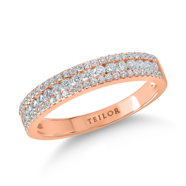 Inel din aur roz cu diamante microsetting de 0.4ct