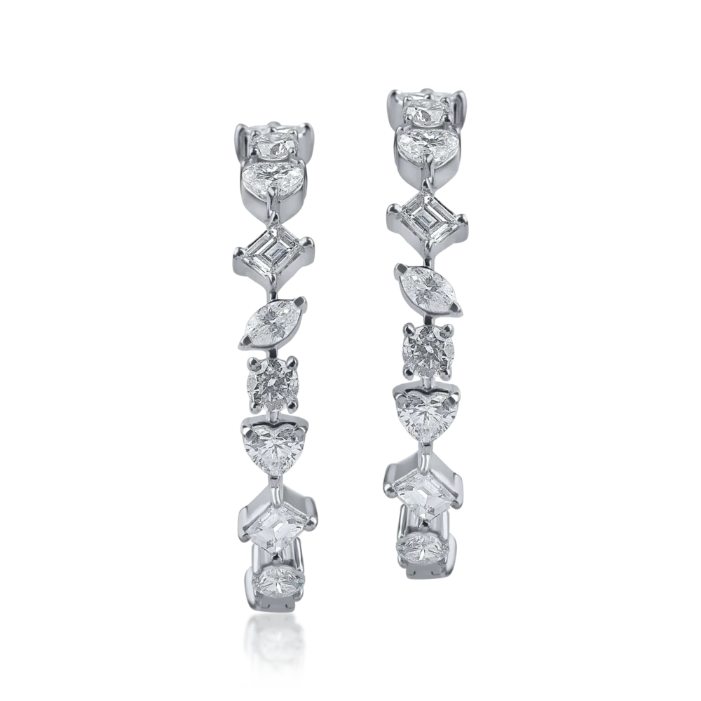 Cercei rotunzi din aur alb cu diamante de 2ct - imagine 2