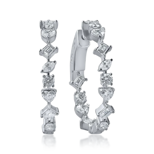 Cercei rotunzi din aur alb cu diamante de 2ct