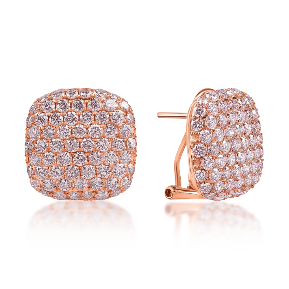 Cercei din aur roz cu diamante roz de 3.7ct