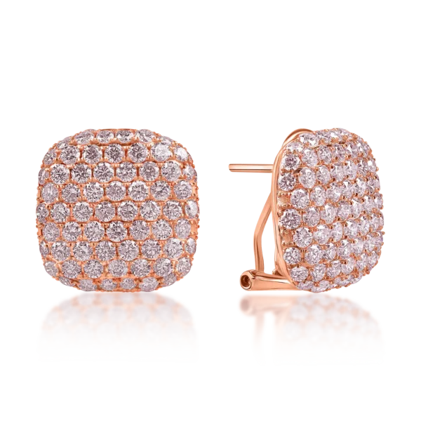 Cercei din aur roz cu diamante roz de 3.7ct