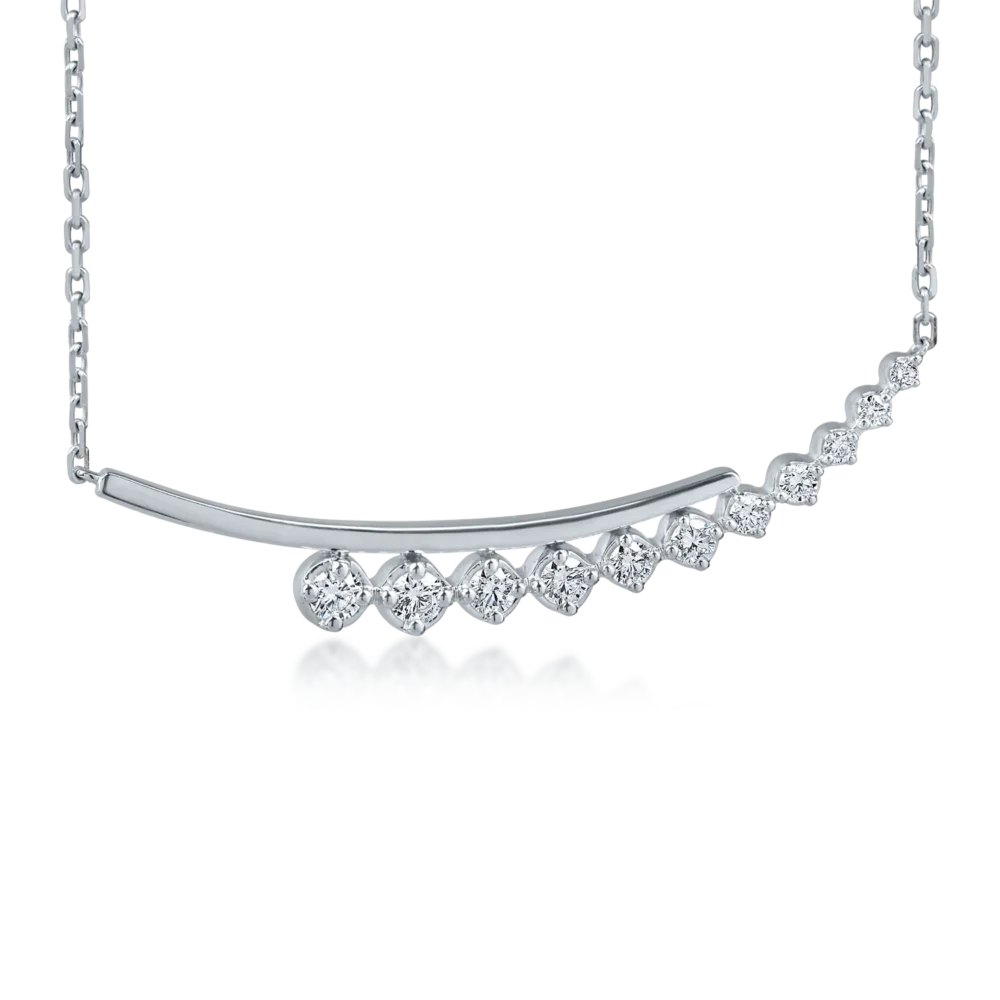 Lant cu pandantiv geometric din aur alb cu diamante de 0.4ct