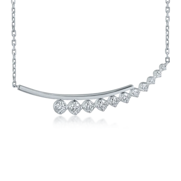 Lant cu pandantiv geometric din aur alb cu diamante de 0.4ct