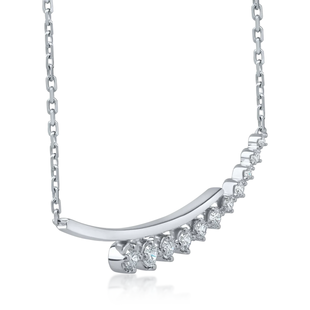 Lant cu pandantiv geometric din aur alb cu diamante de 0.4ct - imagine 2