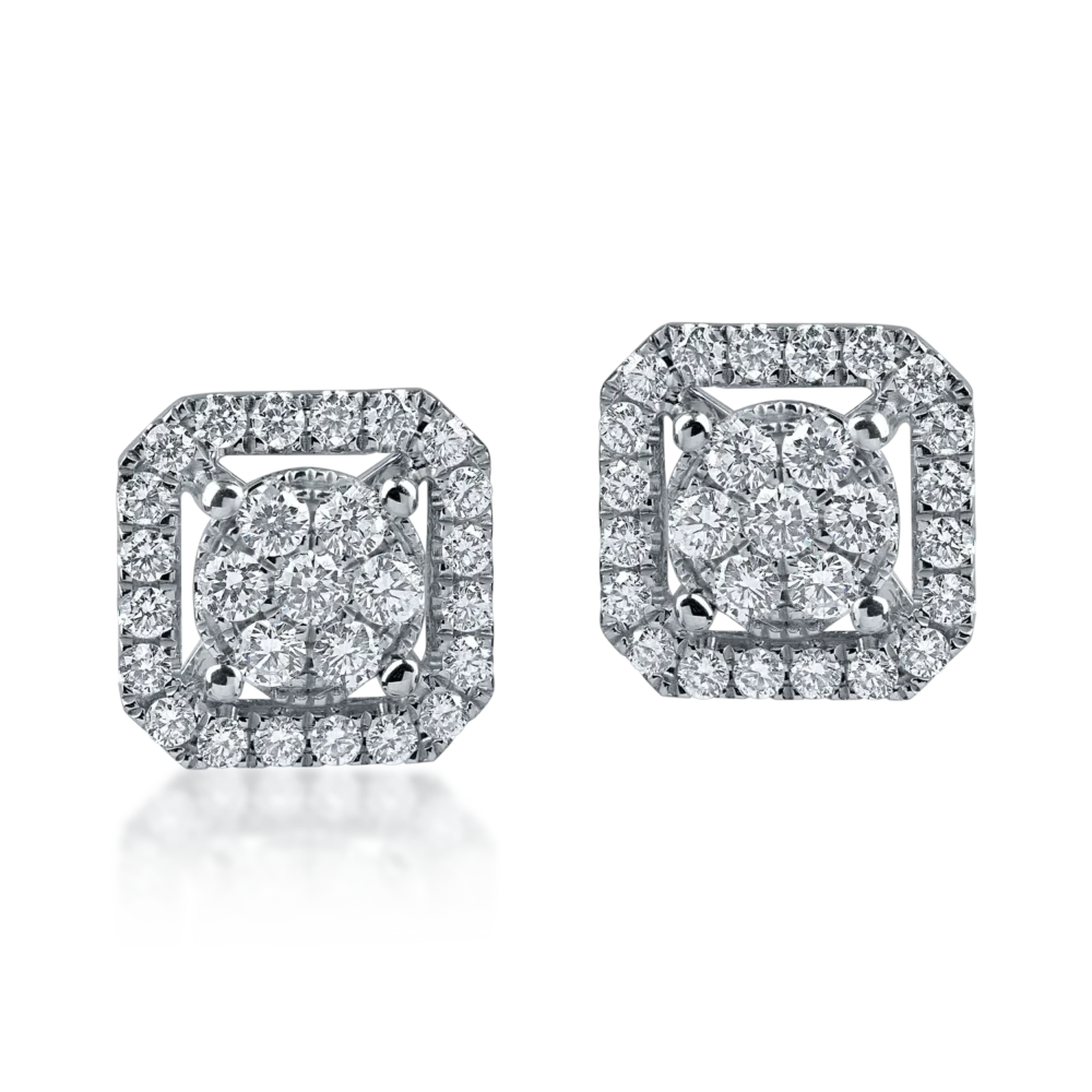 Cercei patrati din aur alb cu diamante de 0.5ct - imagine 2