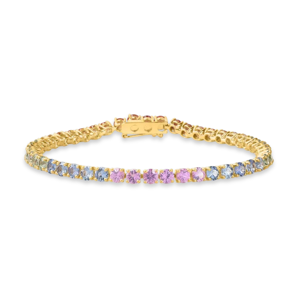 Bratara tennis din aur galben cu safire multicolore de 16.39ct