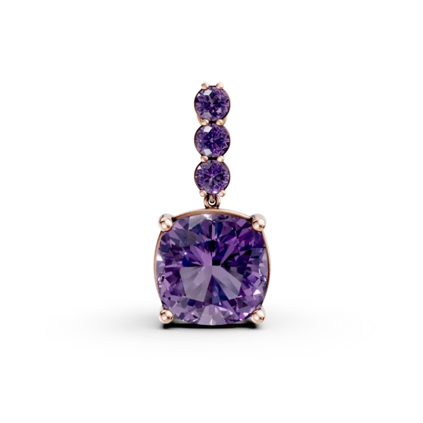 Pandantiv din aur roz cu ametiste cushion si rotunde de 5.6ct