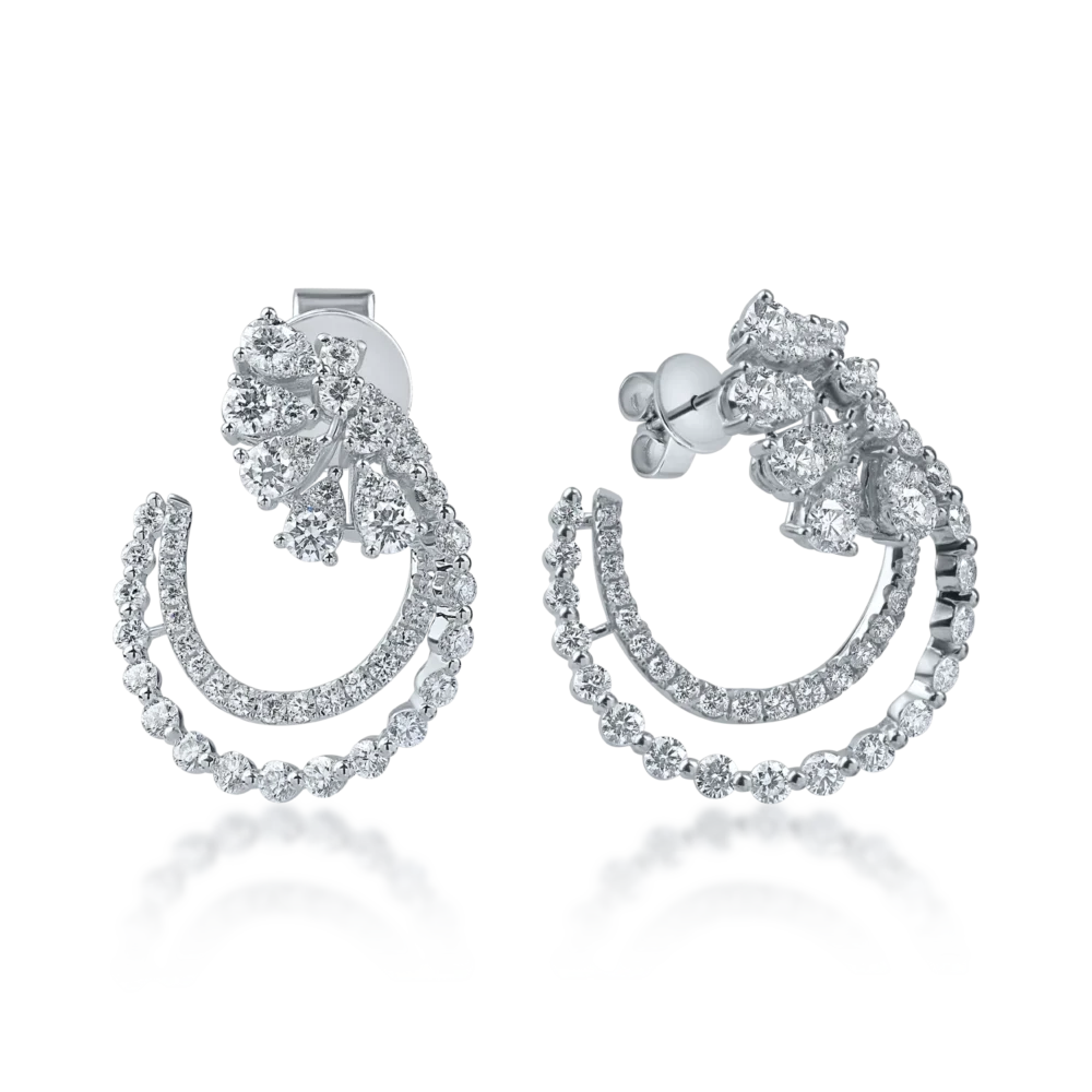 Cercei geometrici din aur alb cu diamante de 2ct