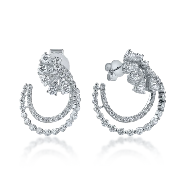 Cercei geometrici din aur alb cu diamante de 2ct