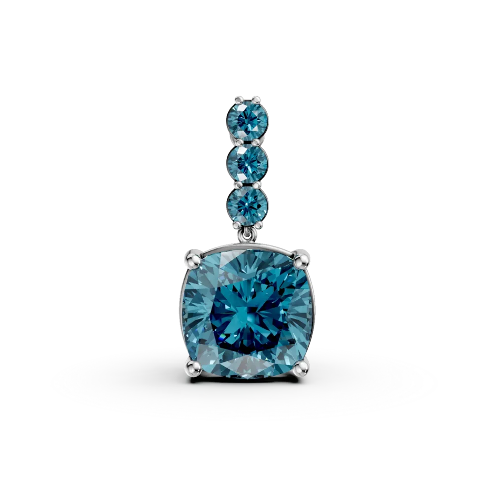 Pandantiv din aur alb cu topaze London blue cushion si rotunde de 6.49ct