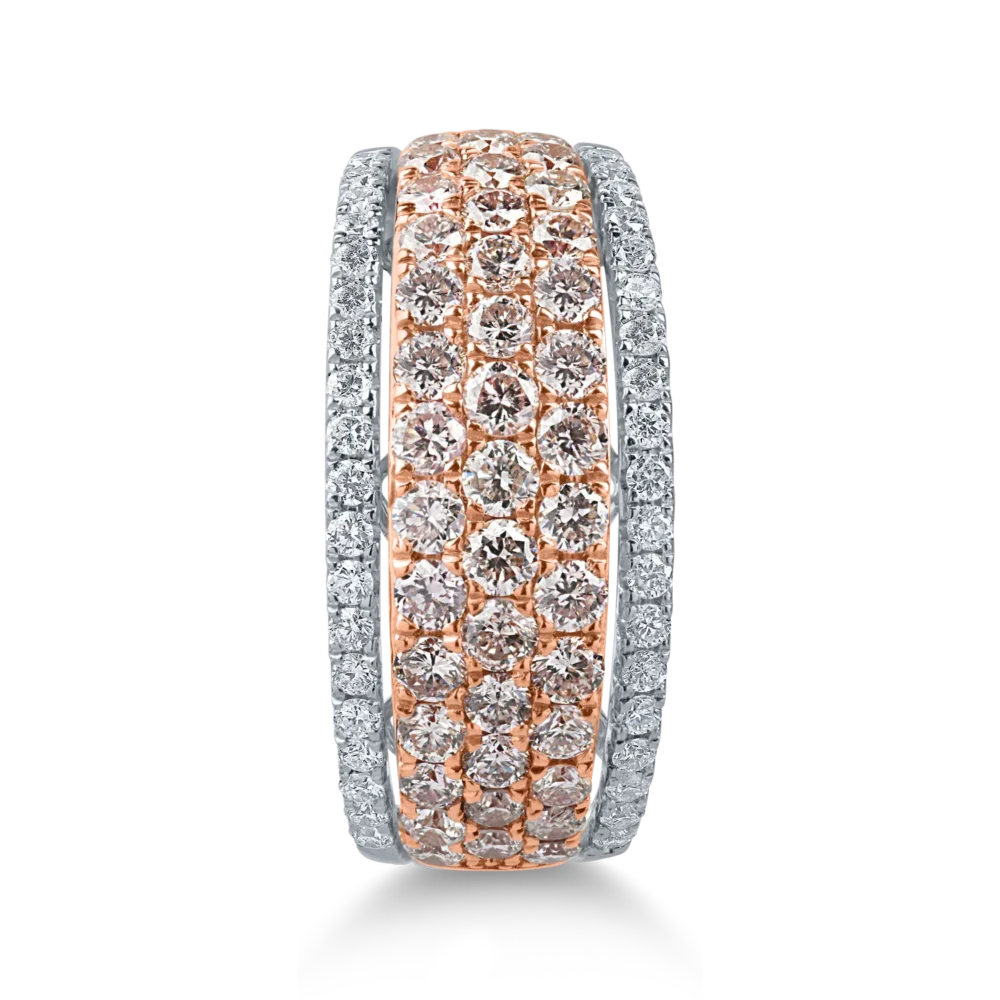 Inel din aur alb-roz cu diamante roz si incolore de 1.7ct - imagine 2