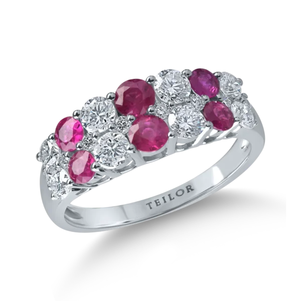 Inel din aur alb cu rubine de 0.9ct si diamante de 0.99ct