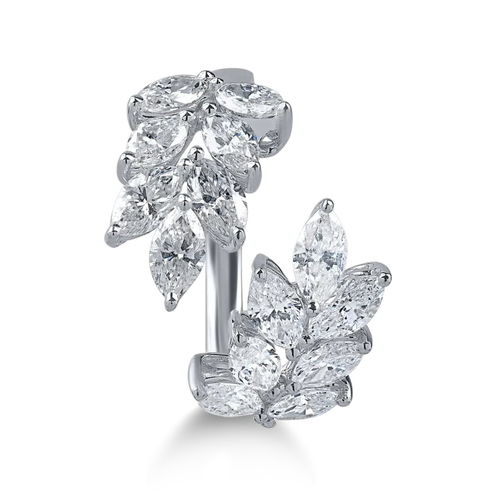 Inel floral din aur alb cu diamante marquise de 2.19ct - imagine 2