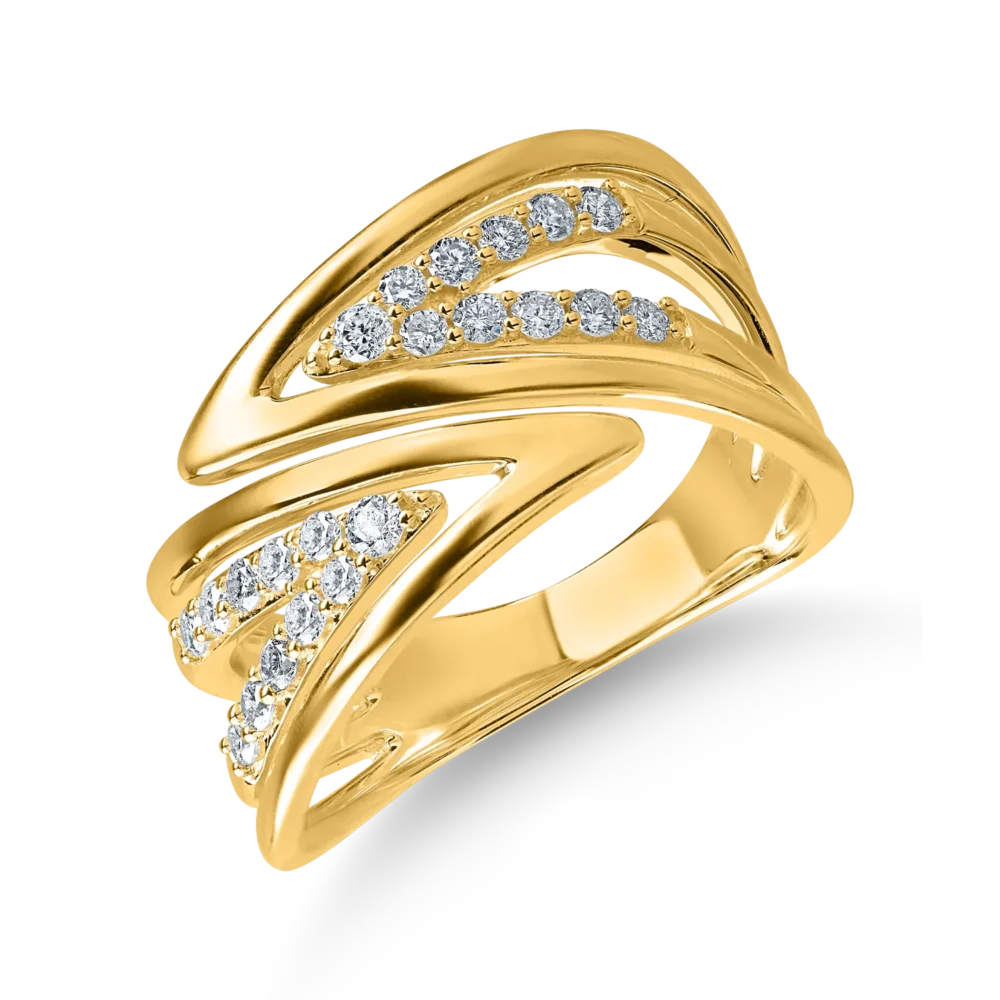 Inel geometric din aur galben cu diamante de 0.36ct