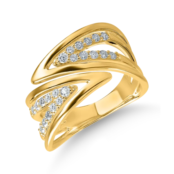 Inel geometric din aur galben cu diamante de 0.36ct