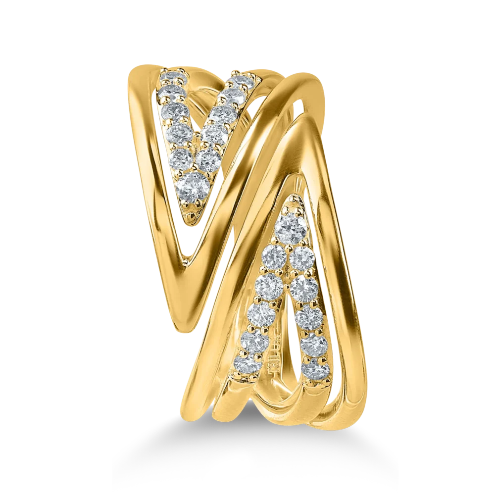 Inel geometric din aur galben cu diamante de 0.36ct - imagine 2