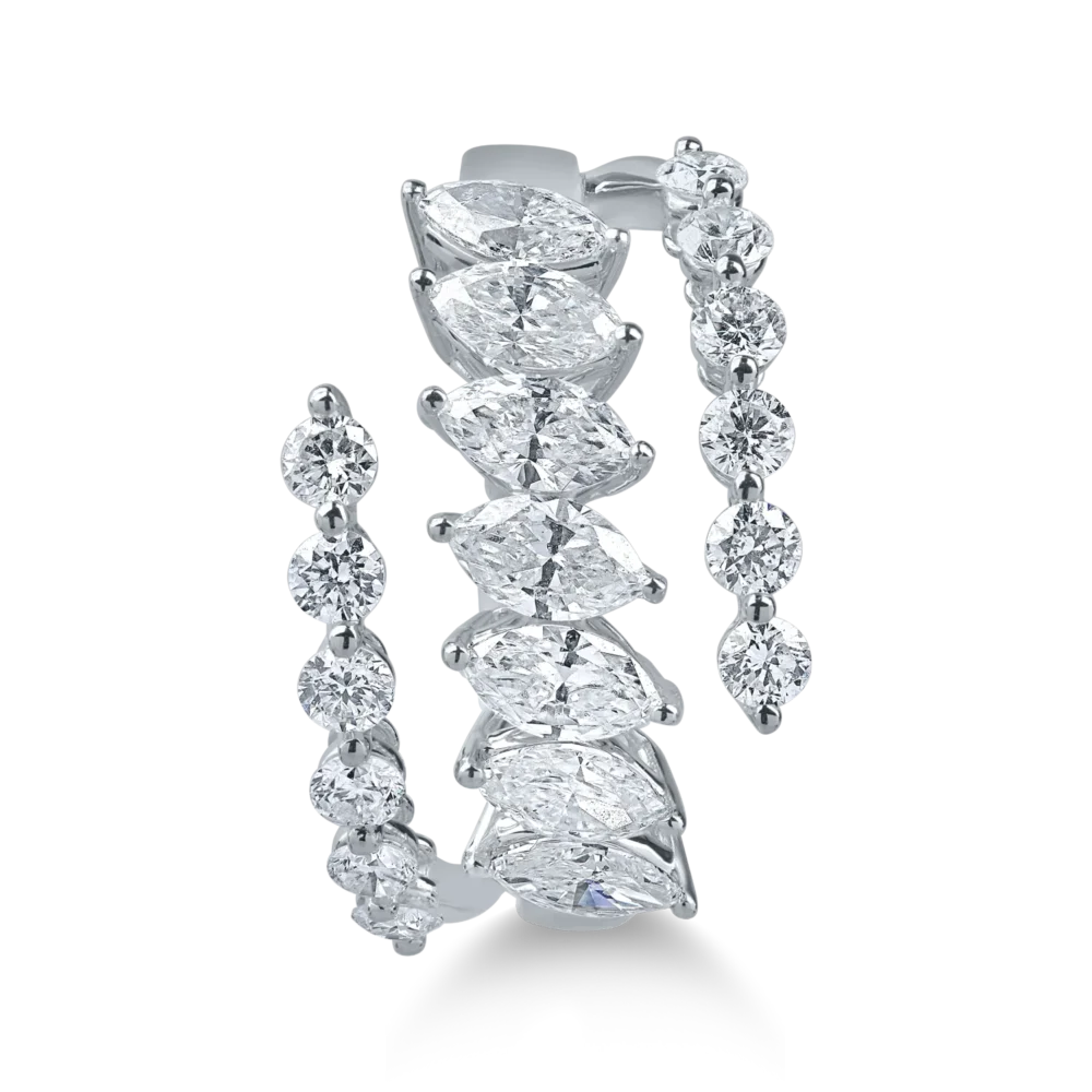 Inel geometric din aur alb cu diamante marquise si rotunde de 2.12ct - imagine 2