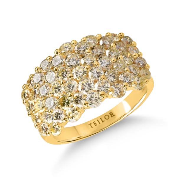 Inel microsetting din aur galben cu diamante galbene de 3ct