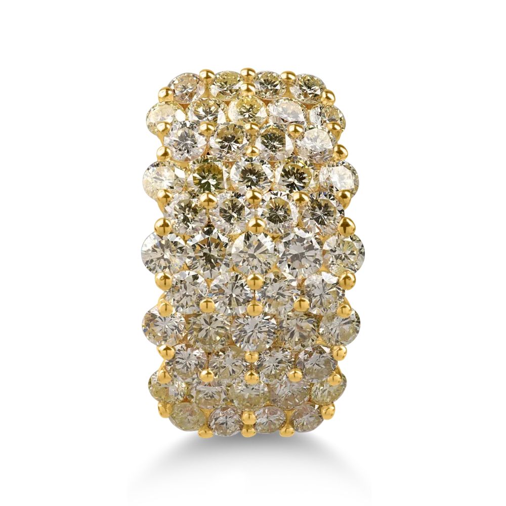 Inel microsetting din aur galben cu diamante galbene de 3ct - imagine 2