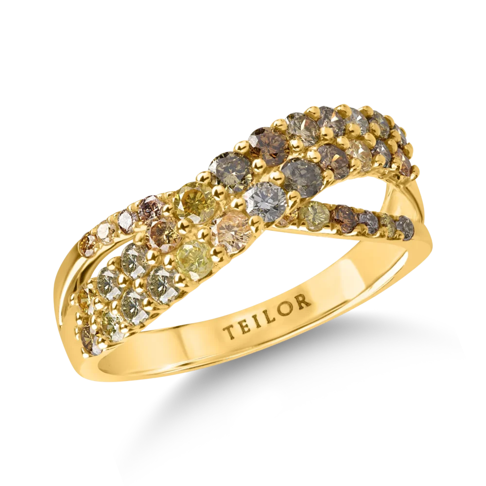 Inel din aur galben cu diamante multicolore de 1ct